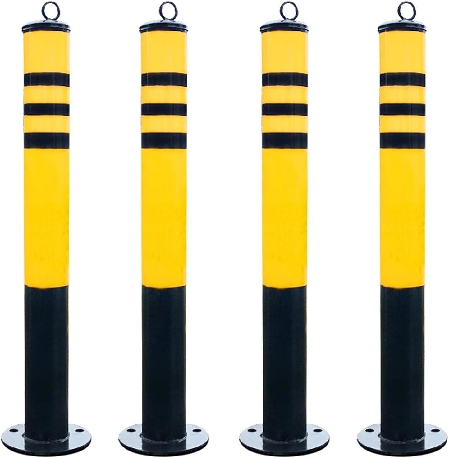 Safety Bollard, Driveway Barrier, Parking Stopper for Garage, Steel Car Parking Protection Posts, Caution Cones, Perfect for Traffic-Sensitive Area(Yellow A(4PCS))