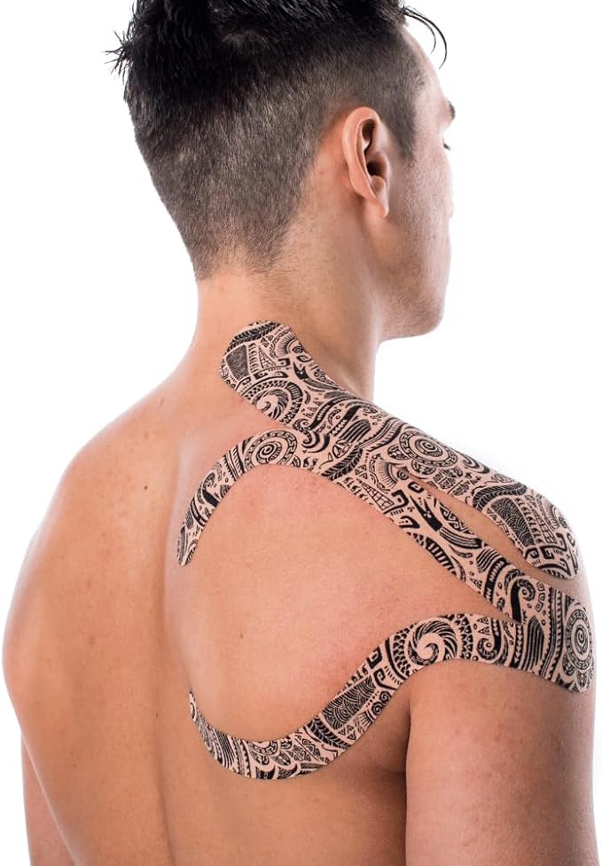 CureTape Art | Kinesiology Tape For Body Pain | Elastic Therapeutic Tape | Waterproof Athletic Tape | Long-Lasting Medical K Tape | Tattoo | (Pack of 1)