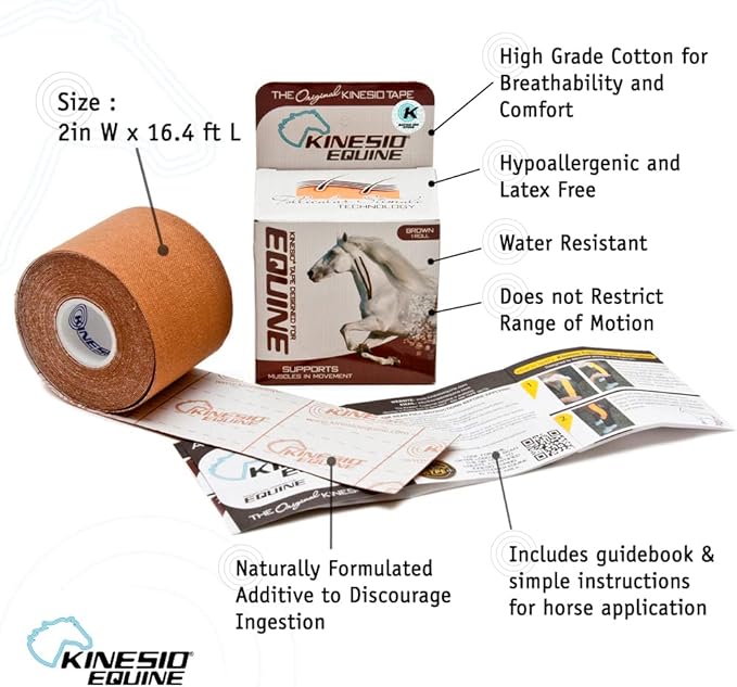 Kinesio Equine Tape - Tex Gold FP Horse Tape -Tape Made Specifically for Horses - 2”x 16’ Roll