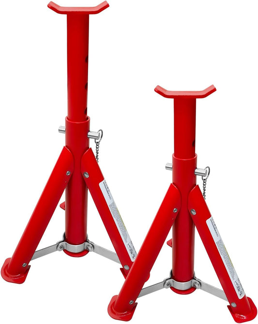Foldable Jack Stands 3 Ton (6,600 LBs), 11.42"-16.06" Adjustable Height with Mobility Safety Pin,Car Jack Stand for Home&Garage, Workshops,Lifting SUV, Pickup Truck,UTV/ATV, Red, 1 Pair