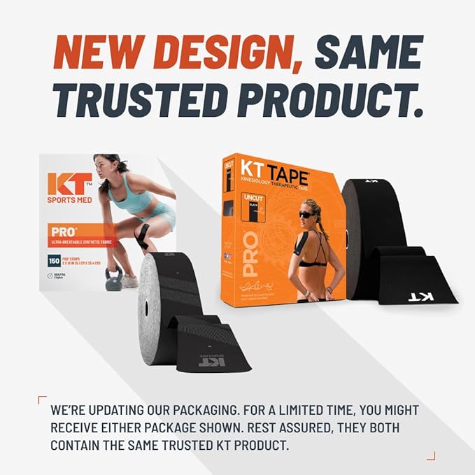 KT Tape, Pro Synthetic Kinesiology Athletic Tape, 150 Count, 10” Precut Strips