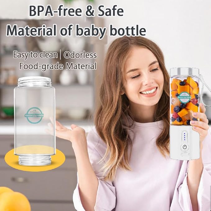 Portable Blender for Smoothies and Shakes, USB-C Rechargeable Mini Blender with 6 Stainless Steel Blades, BPA-Free 20oz Personal Small Mixer for Gym Camping Travel