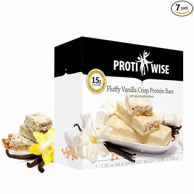 Protiwise High Protein Nutrition Bar | Fluffy Vanilla | 15g Protein Bar | Meal Replacement Bar | Gluten Free, Low Fat, Low Sugar, Keto-Friendly | Crush Cravings, Lose Weight | 7/box