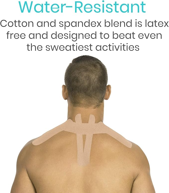 Vive Kinesiology Tape (105 Feet) - Therapeutic Athletic Support Tape - Uncut Kensio Roll - Muscle and Joint Recovery for Shoulder, Back, Knee, Elbow and Ankle Pain Relief - Waterproof for Sports