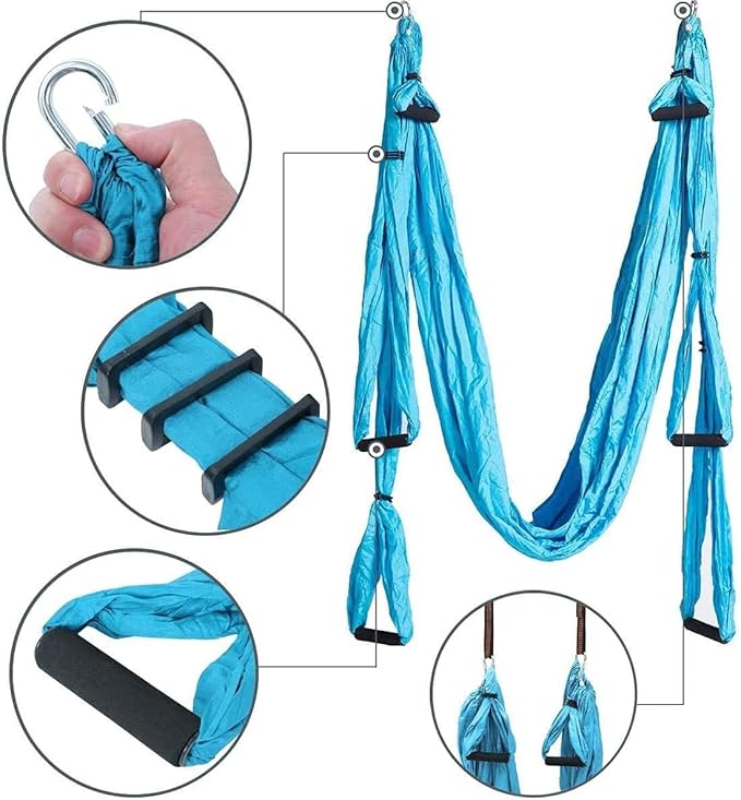 Aerial Yoga Swing Set Yoga Hammock Trapeze Sling Inversion Tool for Indoor Home Fitness (Blue)