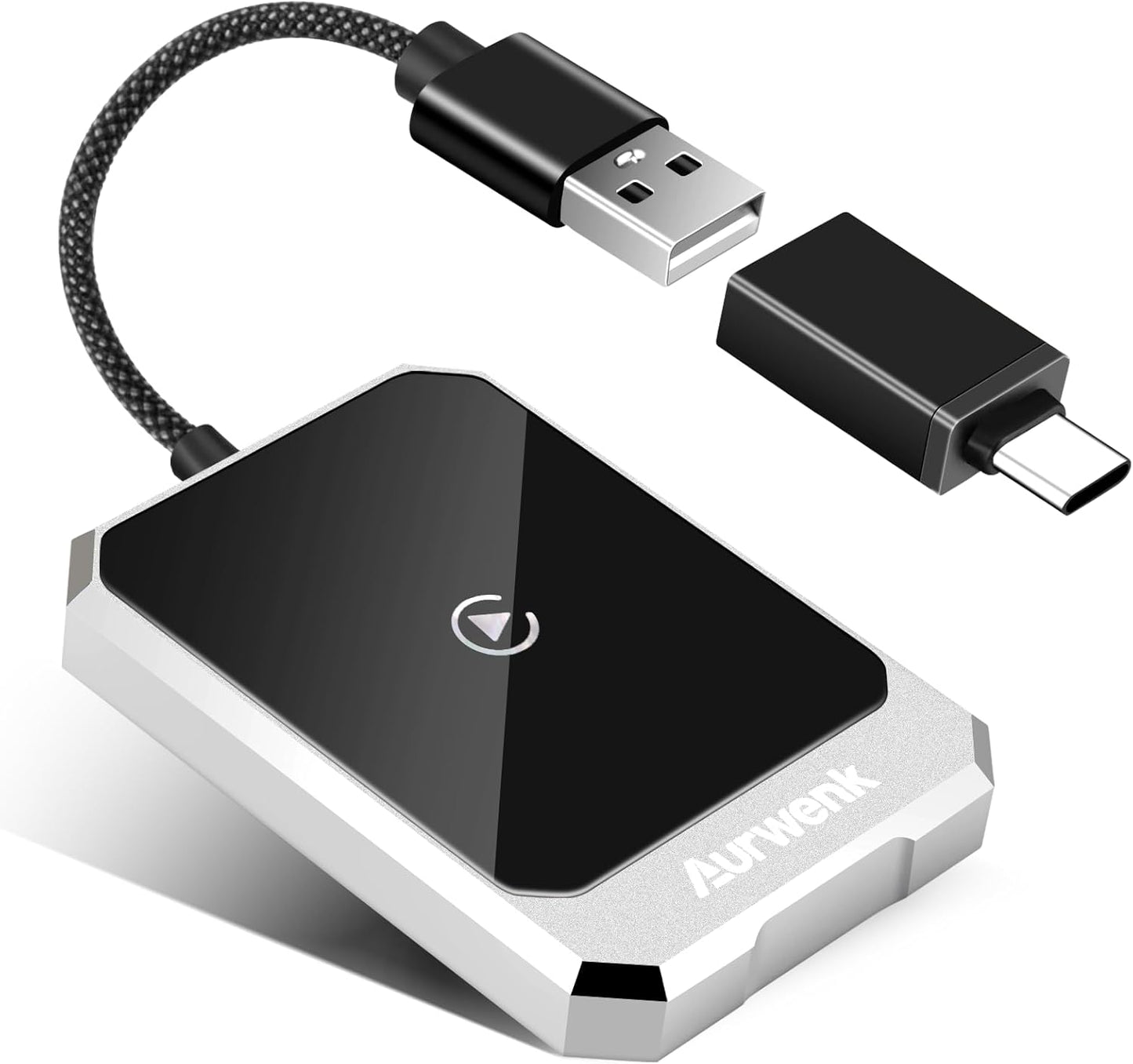 Wireless CarPlay Adapter for iPhone - Plug & Play Wired to Wireless Apple CarPlay Adapter, Fast Auto Connect, Stable & No Delay, Mini Wireless CarPlay Dongle for Cars from 2016 and iPhone iOS, Silver