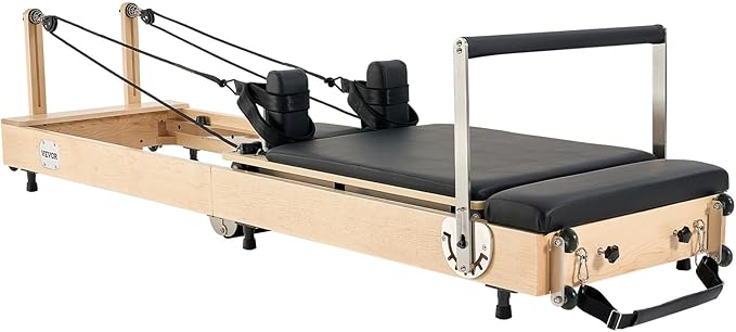 VEVOR Pilates Reformer Machine, Pilates Workout Equipment for Home Gym Studio Use, Pilates Bed with Dual Resistance- Spring & Cord, Reformer Set, Up to 400 LBS