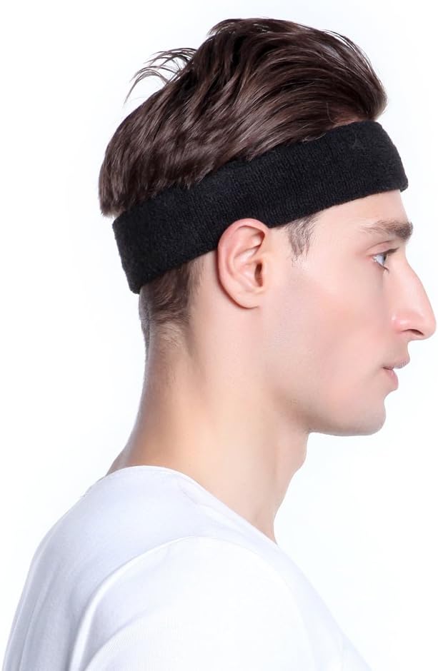 BEACE Sweatbands Sports Headband for Men & Women - Moisture Wicking Athletic Cotton Terry Cloth Sweatband for Tennis, Basketball, Running, Gym, Working Out