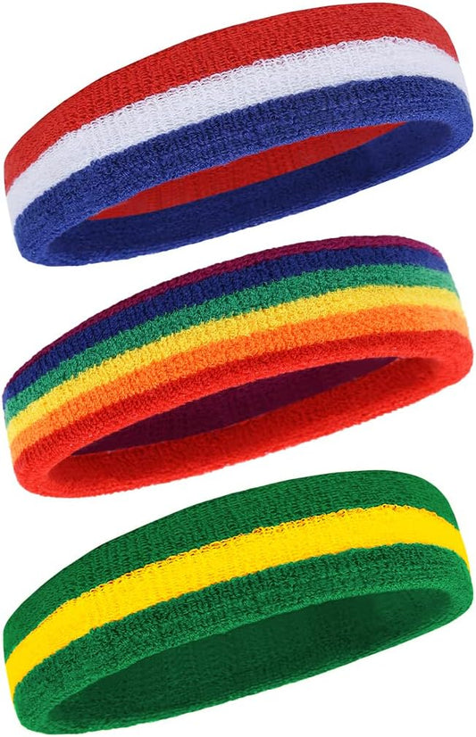 BEACE Sweatbands Sports Headband for Men & Women - Moisture Wicking Athletic Cotton Terry Cloth Sweatband for Tennis, Basketball, Running, Gym, Working Out