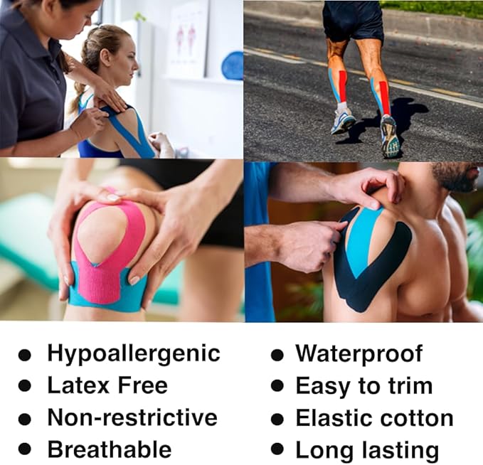 | Kinesiology Tape | Hypoallergenic, Latex-Free, Breathable Sports Tape for Athletes – Uncut Cotton Elastic Roll, 2" x 16 ft – Muscle & Joint Support for Knee, Shoulder, Elbow – Pink