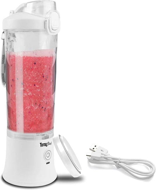 Total Chef Portable Blender - USB Rechargeable Personal Smoothie Mixer, Protein Shake Maker, Cordless Travel Mini Licuadora, Blend Frozen Fruit, Drink Milkshake On The Go,Ice Crusher 20 OZ, White