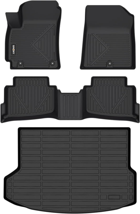 GINOWY- Floor Mats & Cargo Liner for Kia Seltos 2020-2023, TPE All Weather Protection Seltos Car Mats 2021, Custom Seltos Floor Liners Non-Slip Trunk Mat, Waterproof Accessories Black
