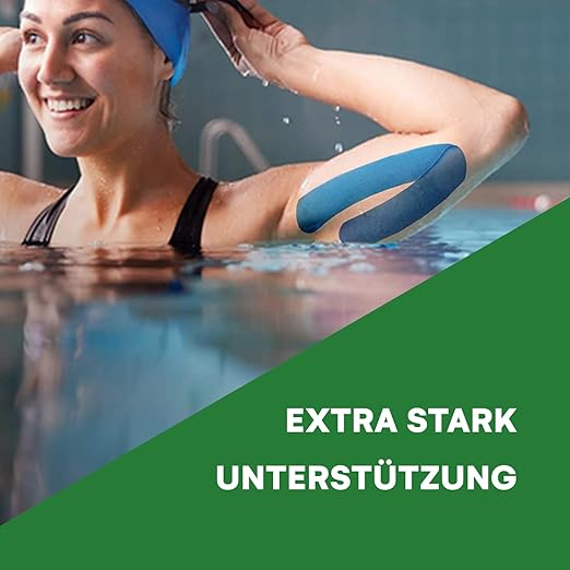 Effekt Manufaktur Kinesiology Tape Waterproof (16 ft x 2 in), 2 Rolls - Elastic Physio Tape for Muscle Support and Injury Recovery, Medical Tape, Kinetic Tape, Durable Kinesthetic Tape (Blue + Black)