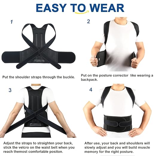 Posture Corrector for Men and Women,Adjustable Back Brace for Upper and Lower Back Pain Relief - Improve and Neck,Shoulder,Back Relieve L(33"-37")
