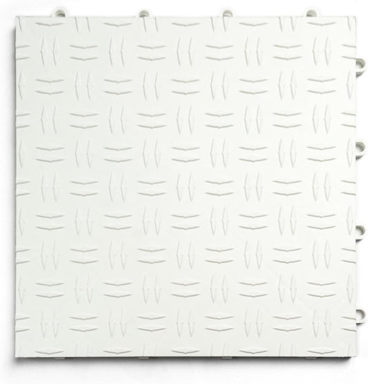 GarageTrac Diamond, Durable Interlocking Modular Garage Flooring Tile (12 Pack), White