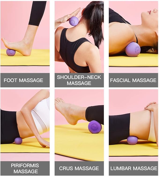 Massage Lacrosse Balls for Myofascial Release, SGS Certification, Massage Deep Tissue for Back and Shoulder, Trigger Point Therapy, Muscle Knots, Relieving Muscle Pain, Yoga Ball for Feet