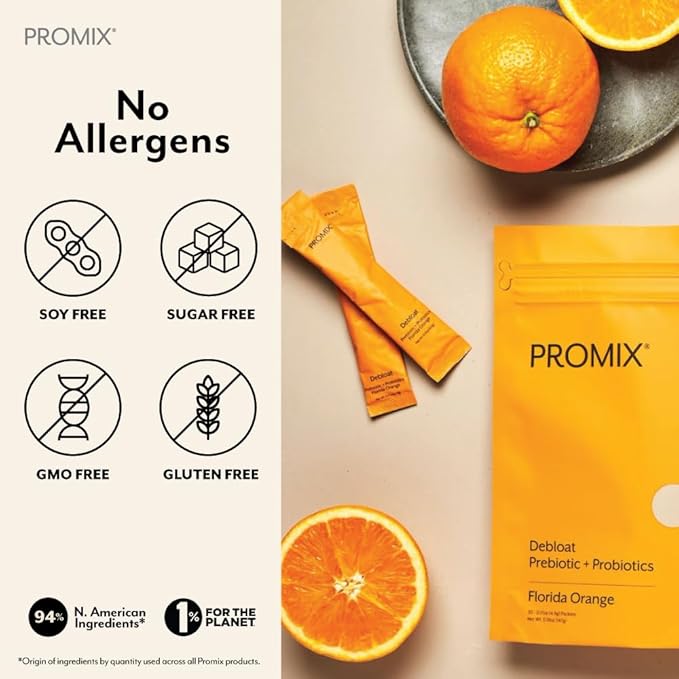 ProMix Nutrition Debloat Prebiotics and Probiotics with Baobab - Rich in Vitamin C, Bloating Relief, Immune Support - Orange - 30 Servings (Pack of 30)