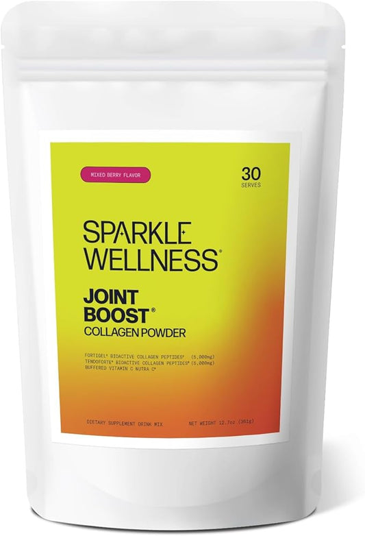 Sparkle Wellness Joint Boost (Mixed Berry) [30-Serves] | Collagen Powder Supplement with FORTIGEL & TENDOFORTE Collagen Peptides & Calcium Ascorbate Vitamin C | Supports Joint Mobility
