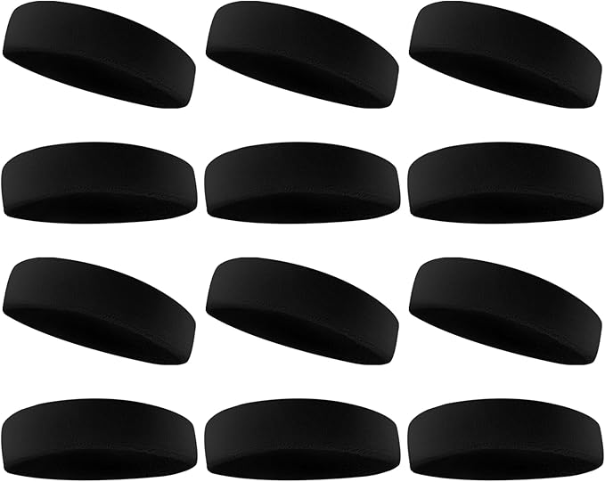 Sweatbands Sports Headband for Men & Women - Terry Cloth Moisture-Wicking Sports Towel Headband for Tennis, Basketball, Running, Gym, and Fitness Working Out