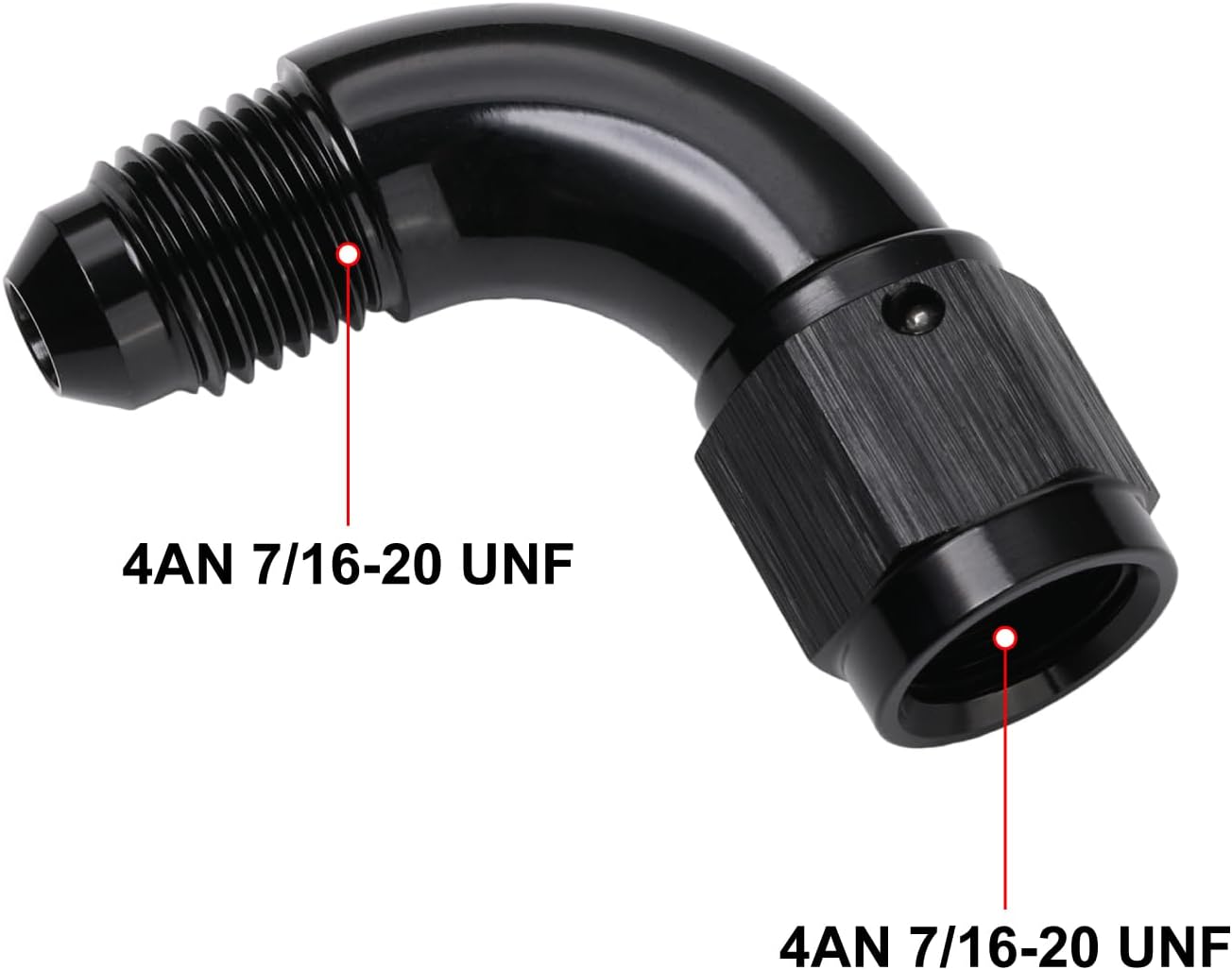 90 Degree 4AN Male to 4AN Female Swivel Full Flow Fitting Adapter Coupler Aluminum Black