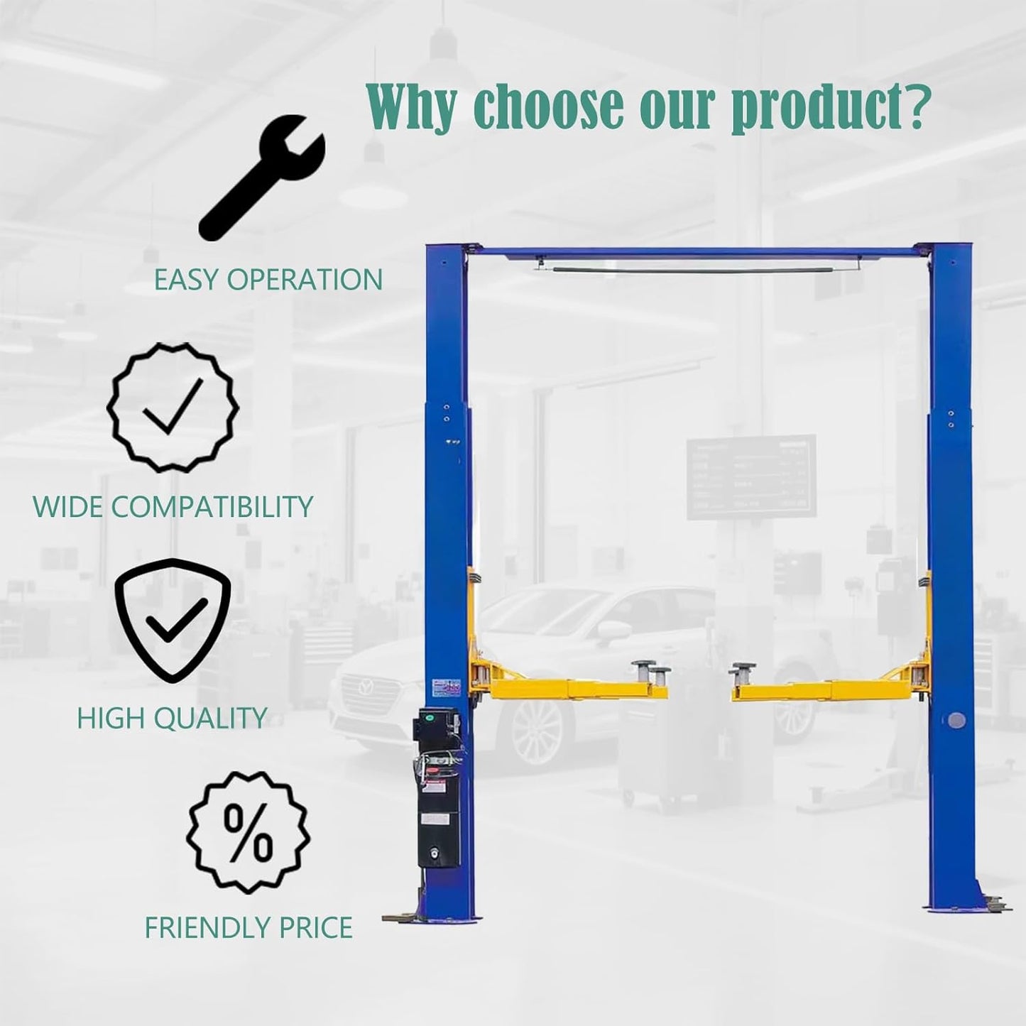 Car Lift Single/2 Post Auto Lifts, 6200/9000/10000LBS Capacity, 240V Hydraulic Truck Hoist, Heavy Duty Auto Lift with Safety Locks for Home Garage (10000LBS Clear Floor 2 Post, 1)