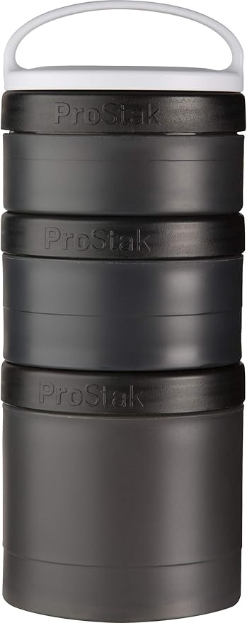 BlenderBottle ProStak Twist n’ Lock Storage Jars Expansion 3-Pak with Removable Handle, 100cc+150cc+250cc, Black