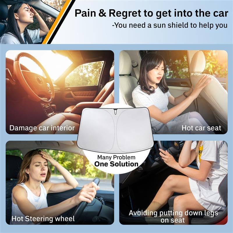 for Toyota Camry 2012-2017 Car Windshield Sunshade -EcoNour 240T Polyester Material Cars Sun Visor Reflector Blocks UV Rays - Foldable Sunshade Interior Protection-Toyota Camry Accessories