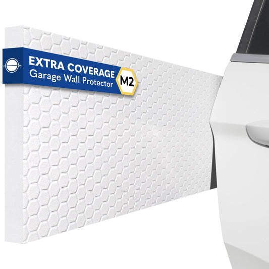 M2 Garage Wall Protector Car Door Wall Protector, Tool-Free, Designed in Australia (White, 2 Pack)