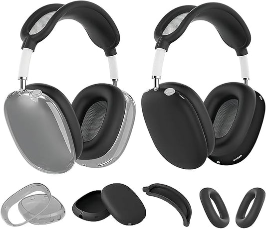 for AirPods Max Case/Ear Pad Cover/Headband Cover/Silicone Ear Cups - Black