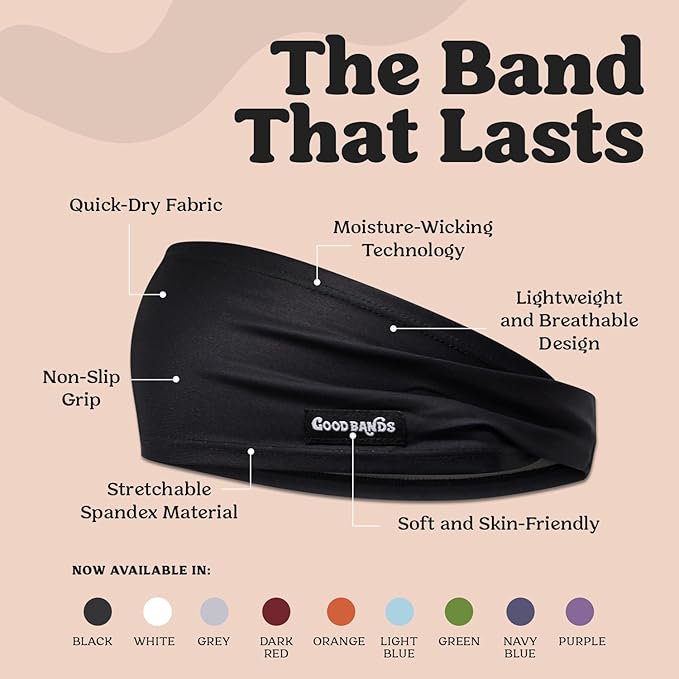 Sweatband for Men and Women - Unisex Headband That Wicks Moisture and Eliminates Excess Sweat - Durable & Long-Lasting - Running, Sports, Football, Triathlons, Construction, Yoga, Gym