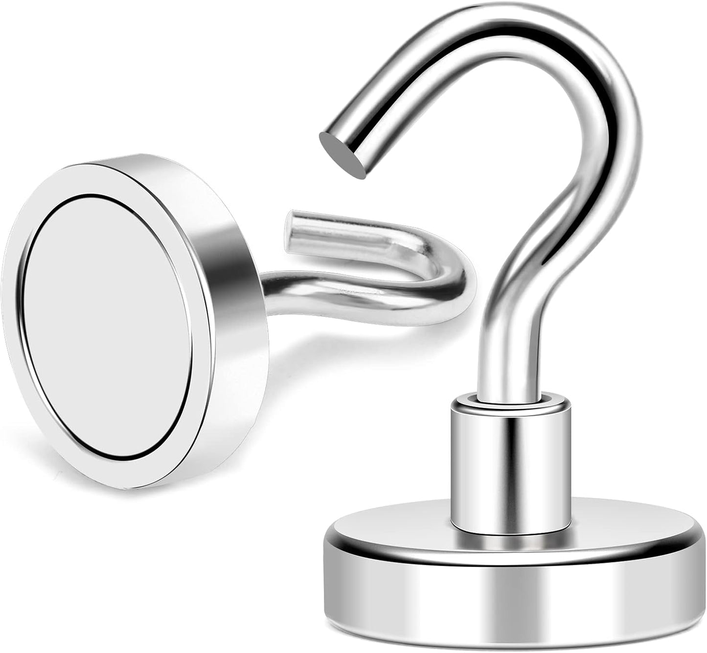 MIKEDE Magnetic Hooks, 40Lbs+ Heavy Duty Magnet Hooks for Cruise Cabins, Super Neodymium Hanging Hooks Strong Magnets with Hook for Fridge, Magnetic Hanger for Grill, Toolbox, Storage, Pack of 4