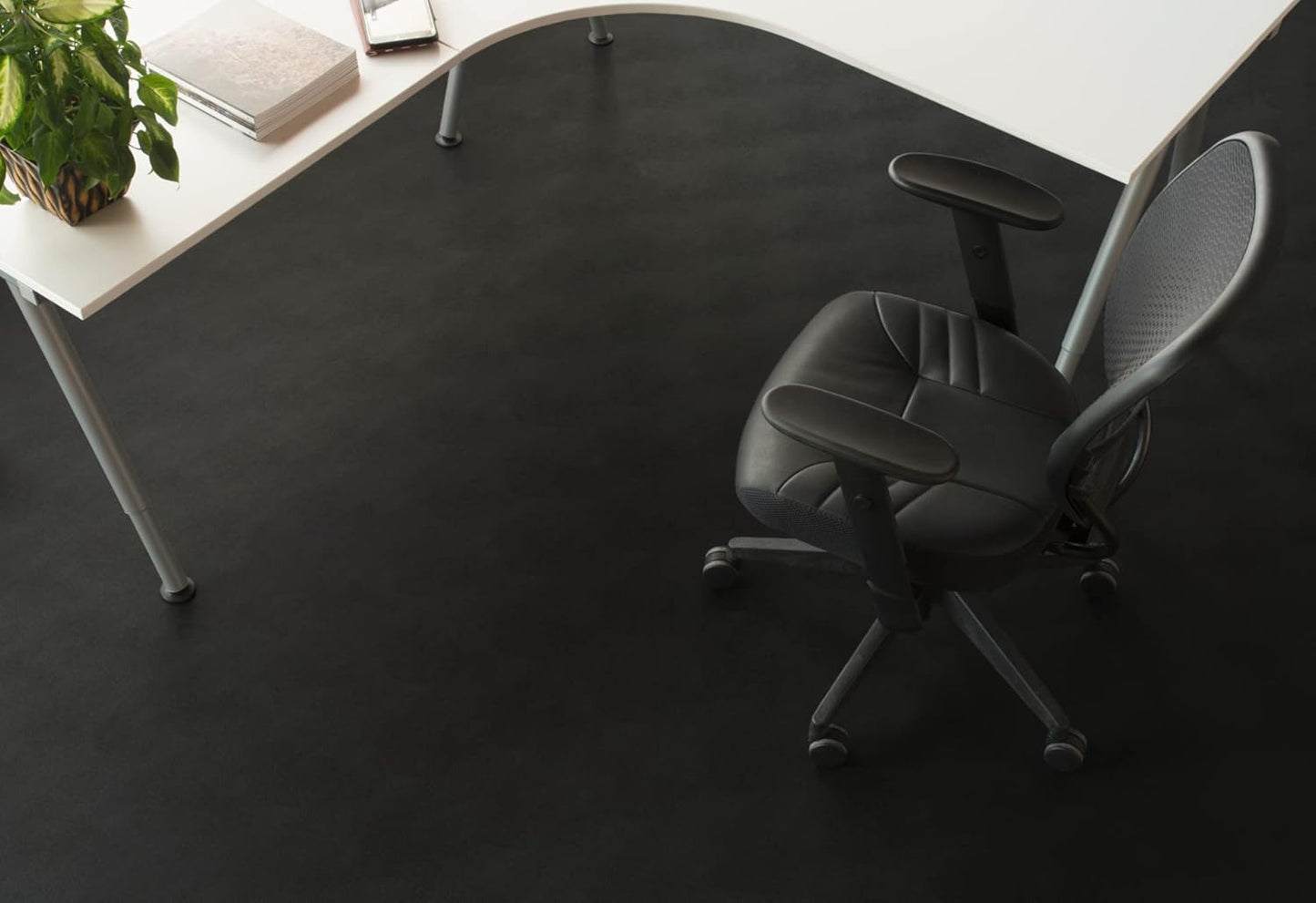 G-Floor Seamless Sheet Vinyl Shed Flooring Cover with Bonded Fibrous Backing - Levant Pattern (8' x 12', Midnight Black)