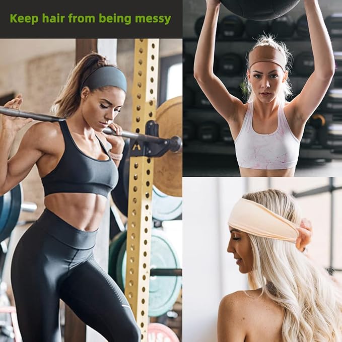 Huachi Workout Headbands for Women Wide Hair Headbands Yoga Sports Running Hair Bands Non Slip. Super Soft & Stretch Head Bands