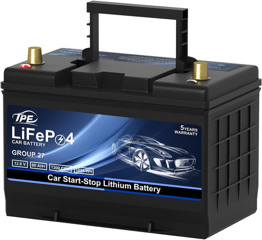 GROUP 27 Car Start-Stop Lithium Battery 12V 80AH Car Battery with 1300CCA – High-Performance Automotive Battery with 60 Months Warranty