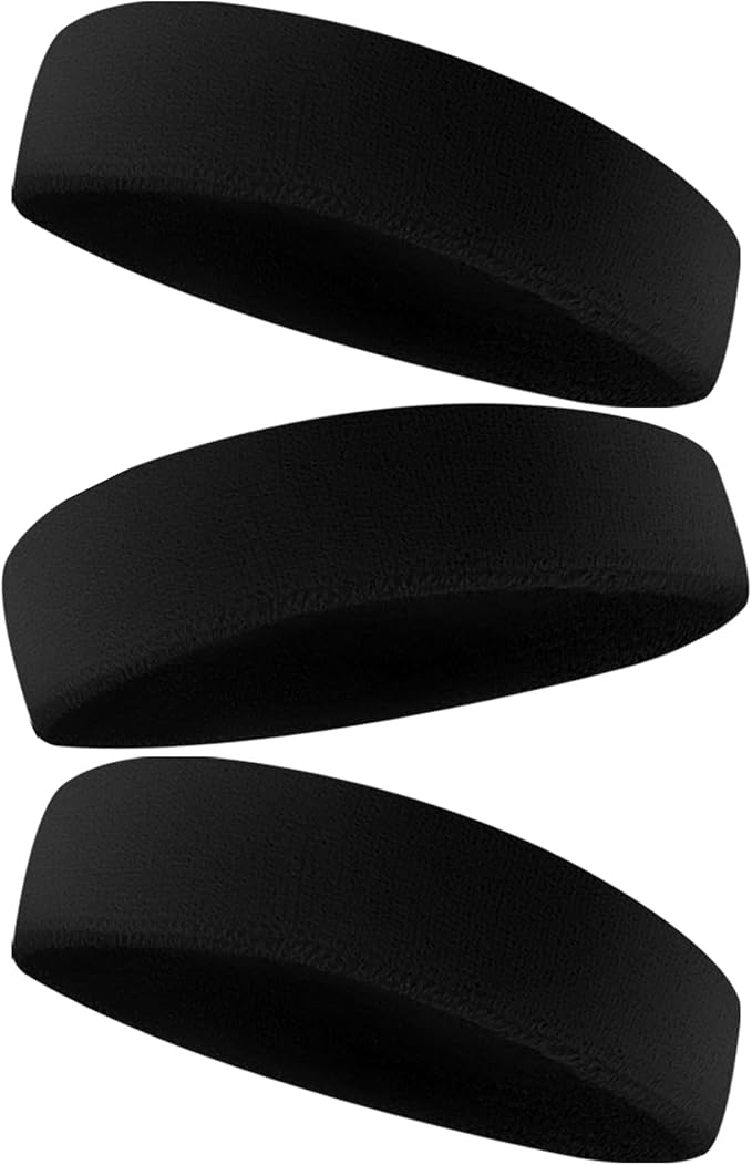 Sweatbands Sports Headband for Men & Women - Terry Cloth Moisture-Wicking Sports Towel Headband for Tennis, Basketball, Running, Gym, and Fitness Working Out