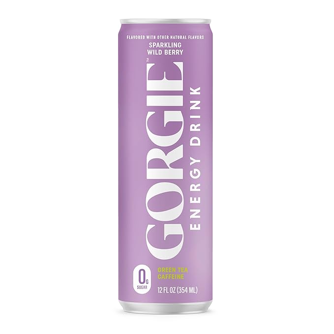 GORGIE Sugar Free Natural Energy Drinks, Wild Berry (12 Pack) - Healthy Energy Drinks - Natural Coffee Replacement with Green Tea Caffeine and Biotin - 150mg Caffeine, Vegan, & Low Calorie