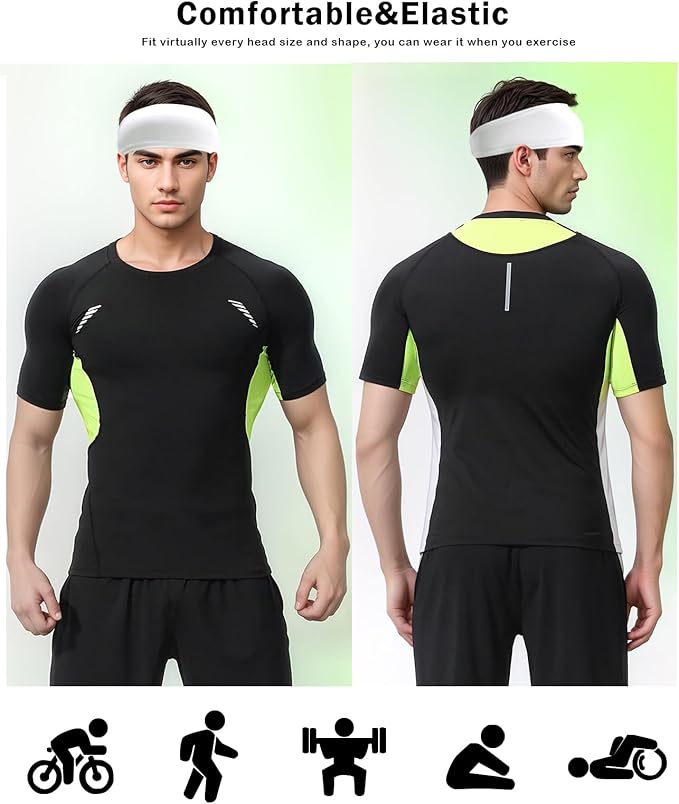 Headbands for Men & Women, Sweat Headband Non-Slip Sweatband Sports Running Cycling Yoga Basketball Workout Football Training