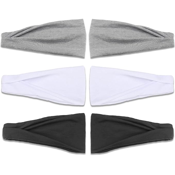 IVARYSS Headbands for Women, Non-Slip, Premium Stretchy Head Bands Hair Accessories,Wear for Yoga, Fashion, Working Out, Travel or Running, 6 Pack, Black White Grey