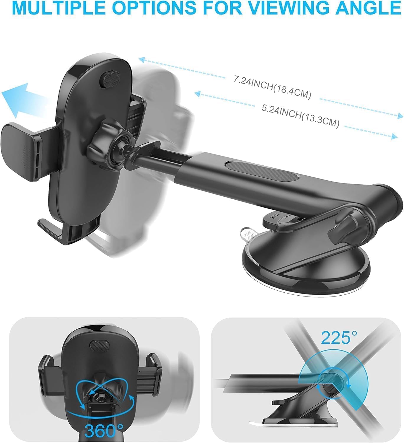 APPS2Car 15W Wireless Car Charger Phone Holder, 3-in-1 Fast Charging, Compatible with iPhone 16/15/14/13/12 Series, Samsung, LG