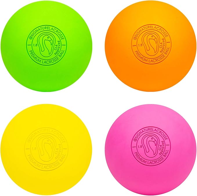 Signature Lacrosse Ball Set - Packs of 2, 4, 8, 12, and 120 - No Chemical Smell Massage Balls, Myofascial Release Tools, Back Roller, Muscle Knot Remover