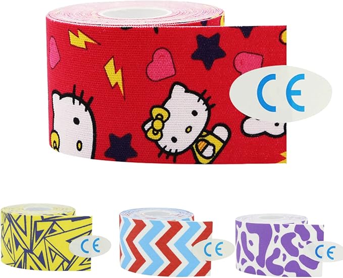 Kinesiology Tape (2 inchX16.4ft Per Roll) Waterproof Latex Free Athletic Tape for Knee, Joint, Muscle Protect - Elastic Therapeutic Sports Tape -Improve Blood Circulation, Swelling (Cat)