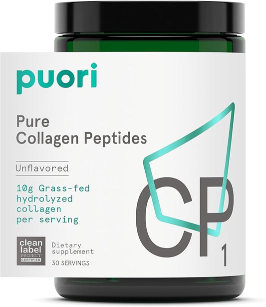 Puori - CP1 Pure Collagen Peptides Powder - Hair, Skin, Nails - Hydrolyzed Protein, Unflavored, 30 Servings
