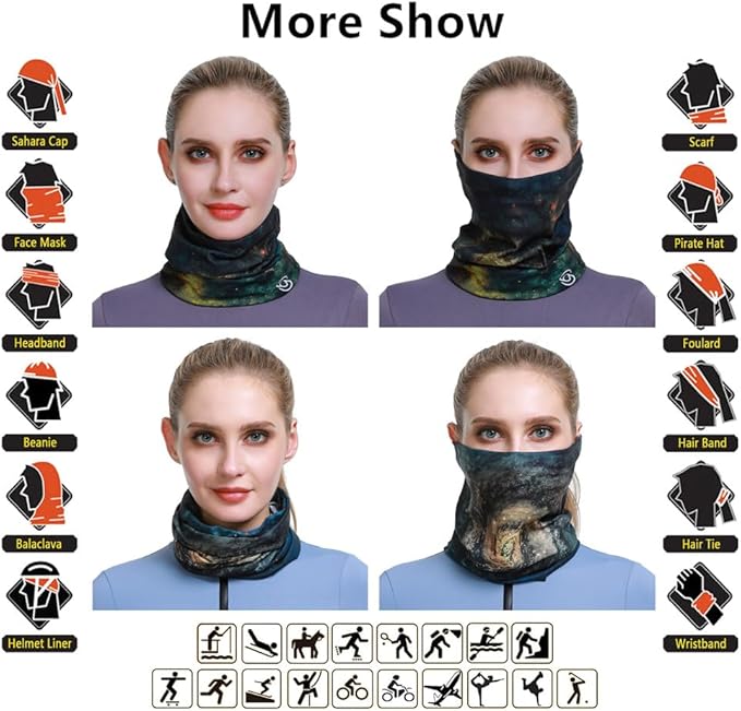 Headband Neck Gaiter Head Wrap Headwear Face Mask Magic Scarf Bandana for Men and Women