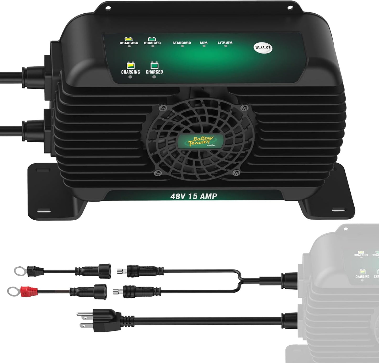 Battery Tender PowerPlus 48V, 15 AMP Battery Charger and Maintainer - Golf Cart and Marine Applications - IP68 Weather Resistant