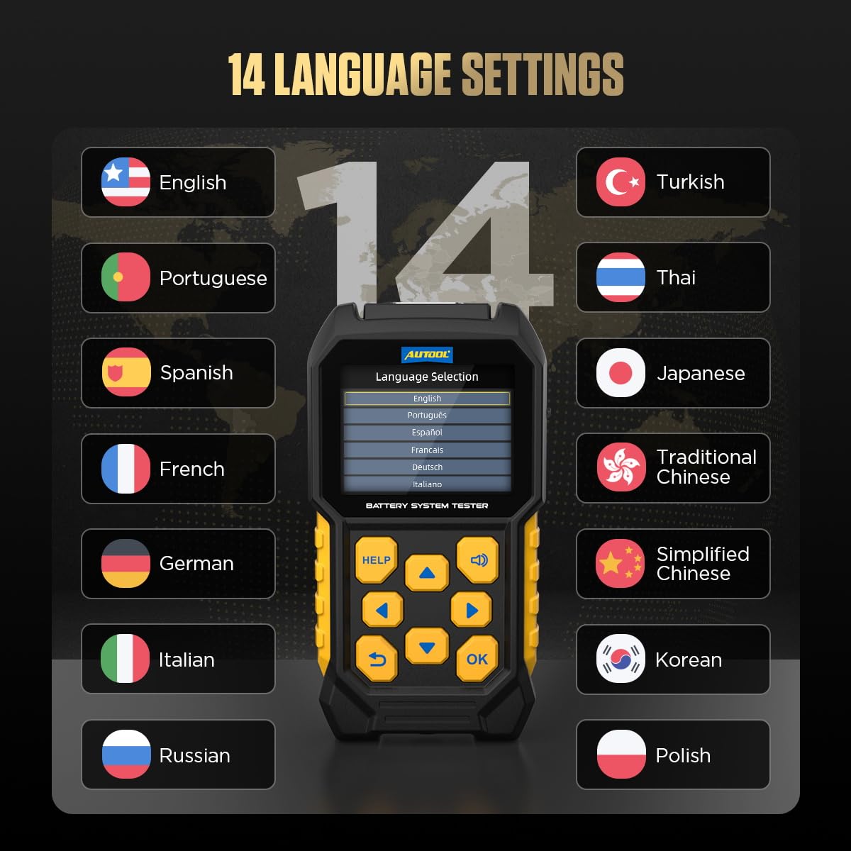Automotive Battery Load Tester 12V/24V 100-2400 CCA Car Battery Analyzer Charging Cranking System Tester for Heavy Duty Trucks Motorcycle ATV SUV Boat Yacht