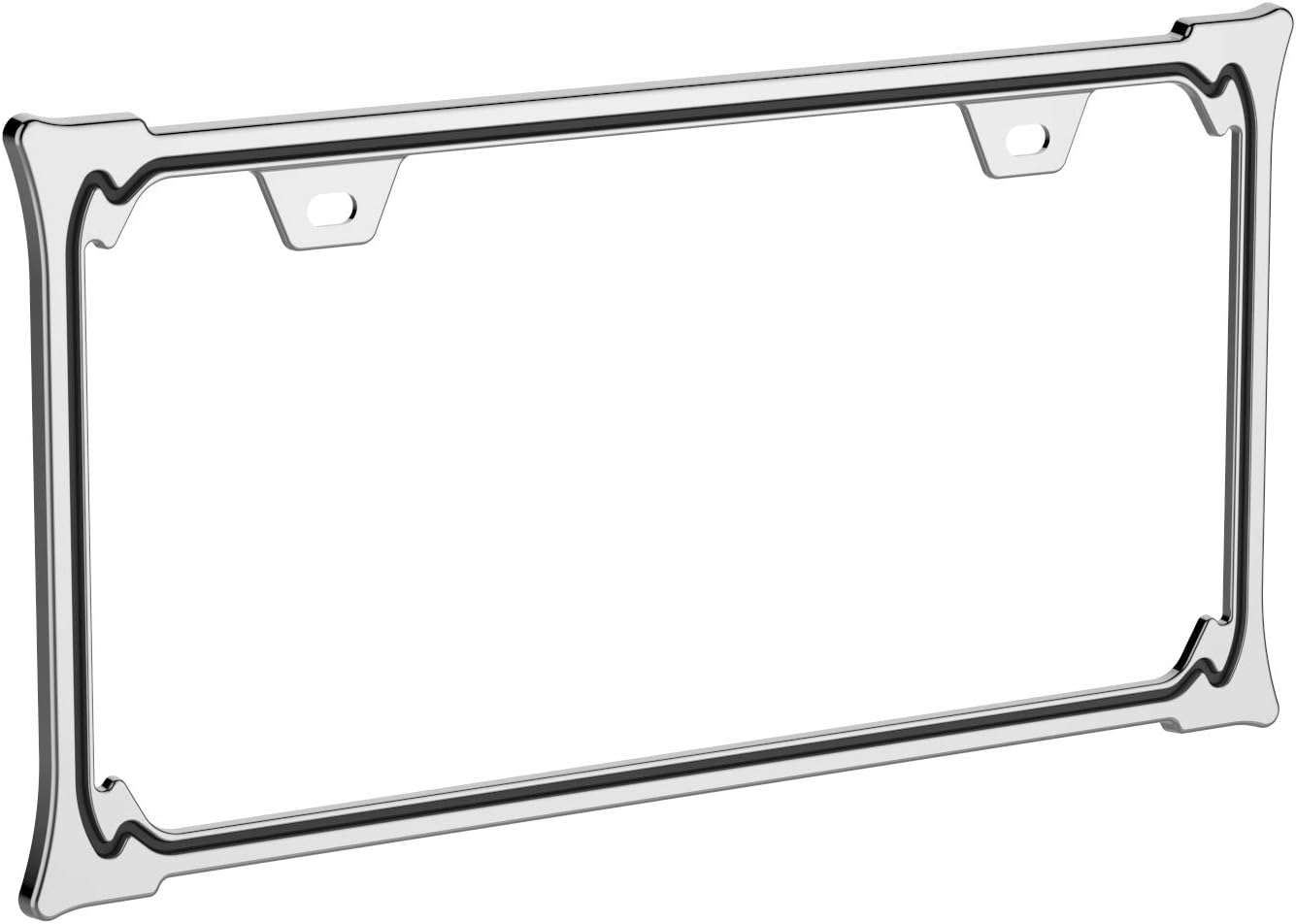 Creathome 3D Chrome License Plate Frames, Pure Zinc Alloy Metal with Horn Shape Pattern