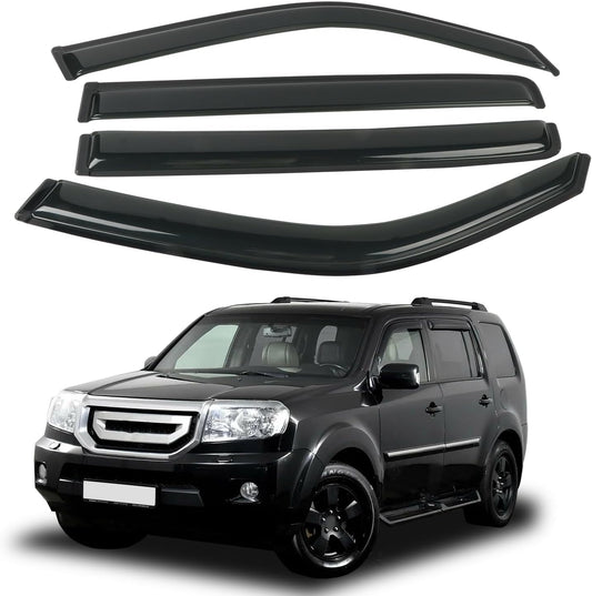 4PCS Rain Guards Window Visors Fits for 2009-2015 Honda Pilot, Outside Mount Durable Vent Visors Shade, Front & Rear Wind Deflector, 2009 2010 2011 2012 2013 2014 2015
