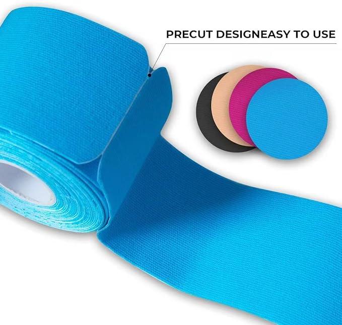 Kinesiology Tape precut (2 Rolls,40 Strips,2" X 10" Strips) Kinesiology Tape Waterproof Breathable Latex Free Tape for Ankle Wrists Knees Running Swimming Elastic Sports Activities Tapes(Beige)