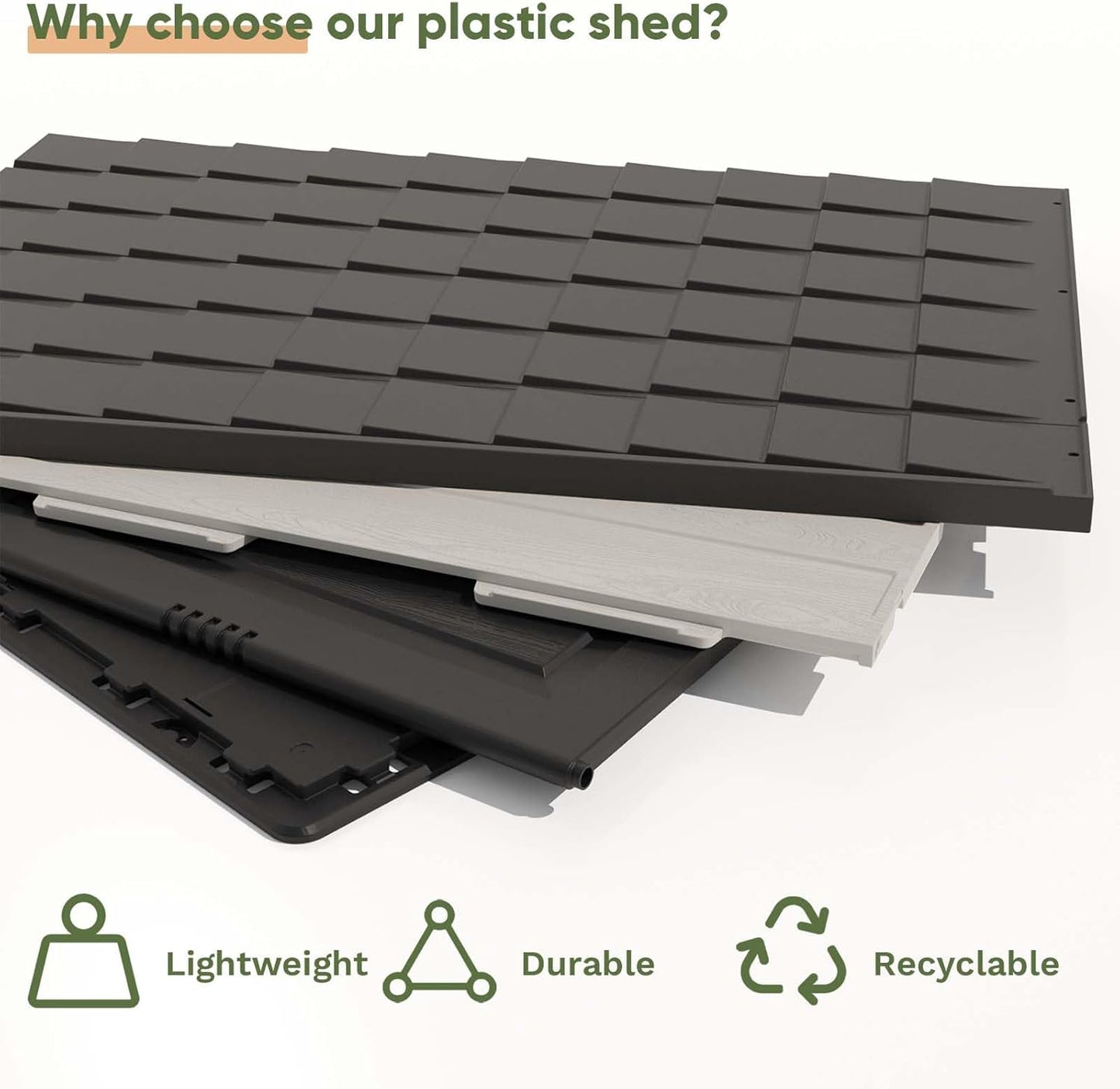 Patiowell 8x8 FT Outdoor Storage Shed, Plastic Shed Resin Garden Tool Shed with Floor & Window & Lockable Door for Patio Furniture, Backyard Tools, Bicycles & Lawnmower, Beige