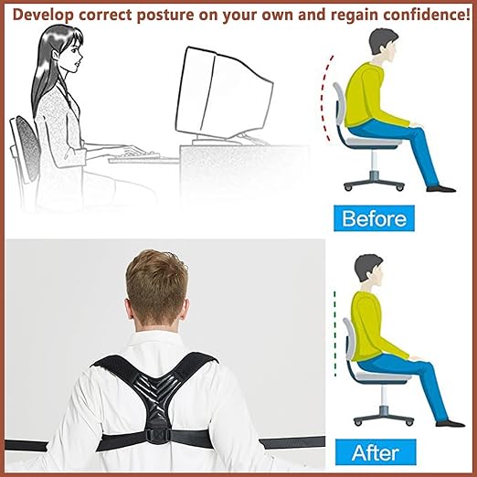 Posture Corrector for Women, Back Straightener for Men, Upper Back Support Brace, Adjustable Shoulder Corrector for Improving Back and Neck Posture Relief Pain